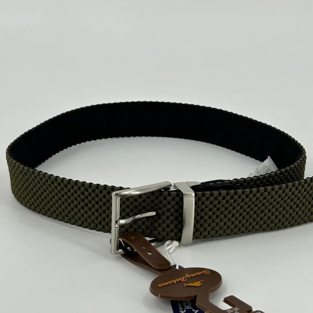 Tommy Bahama Mens Reversible Woven Stretch Belt Olive Black 11TM030015 Small